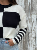 Black & Cream Color Block Sweater
