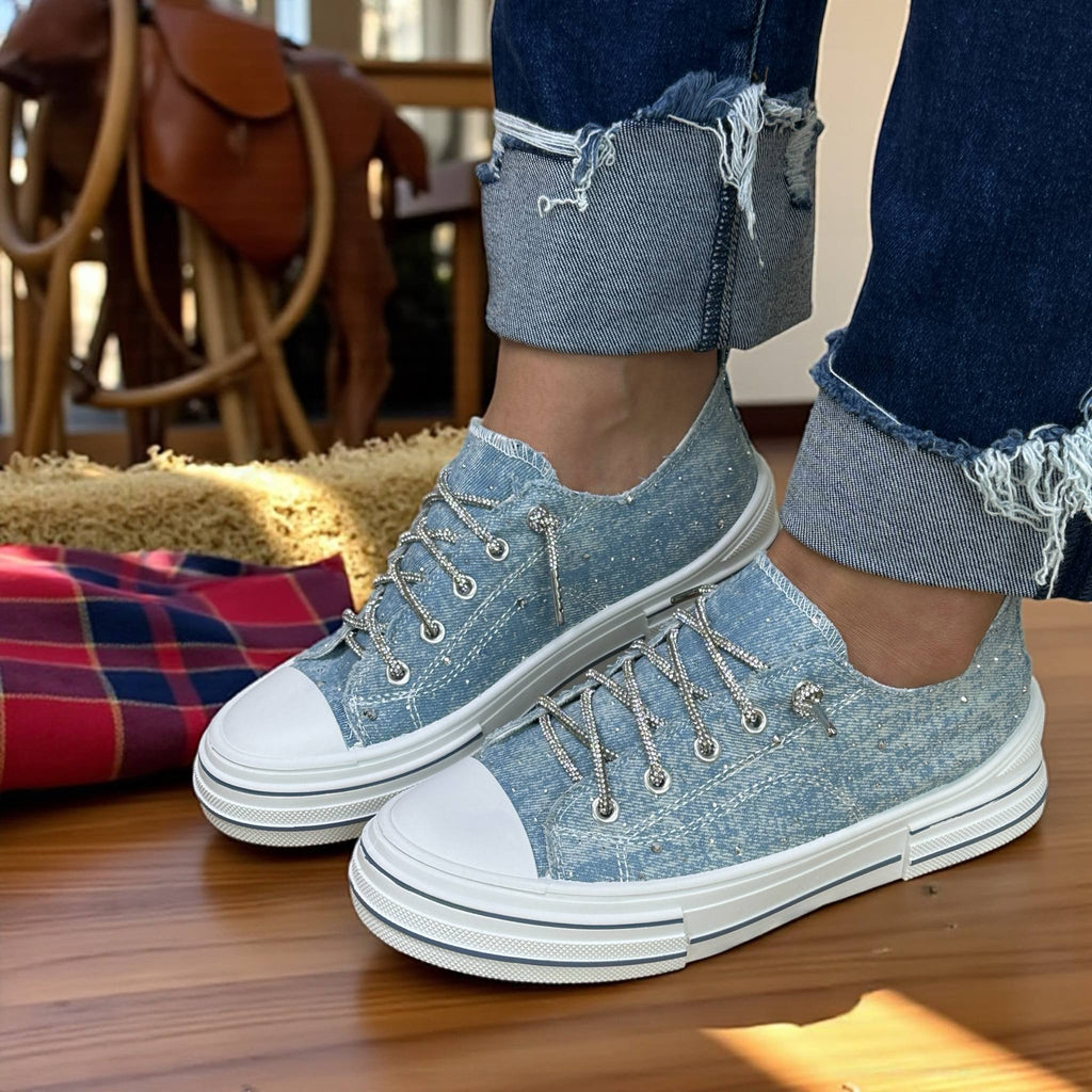 Aman 3 Sparkle Rhinestone Sneaker- Light Blue