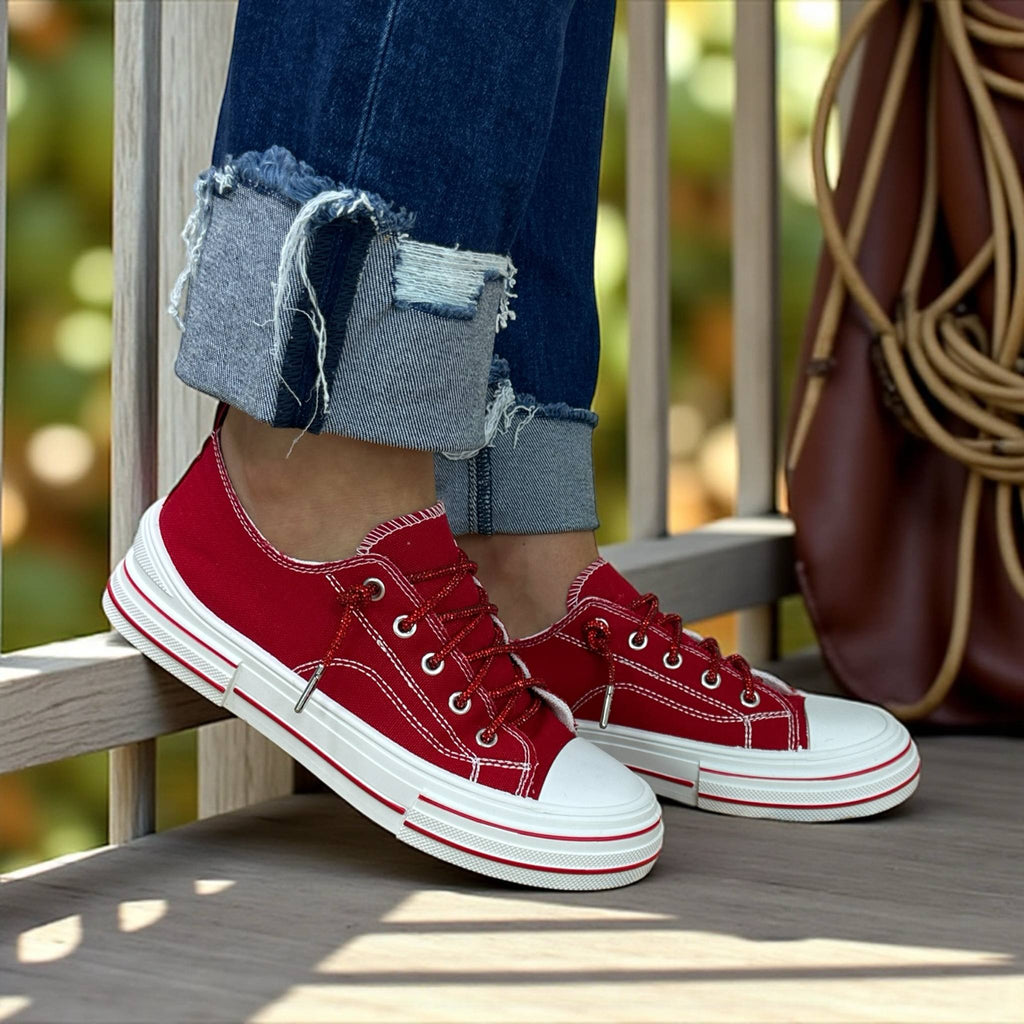 Aman 3 Sparkle Rhinestone Sneaker-Red