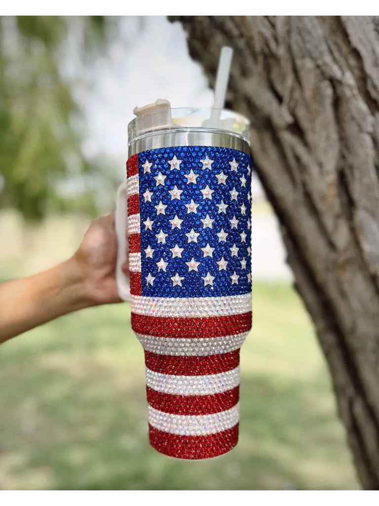 American Flag Blinged Out 40oz Tumbler