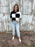 Black & Cream Color Block Sweater