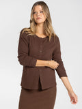 Everly Ribbed Button-Front Long Sleeve Top