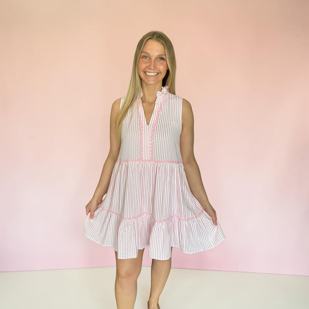 Flirtin’ in Stripes Dress-Pink