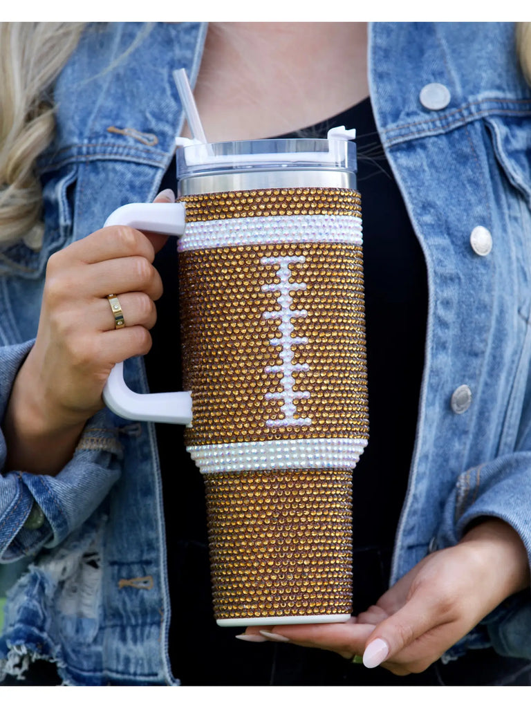 Football Blinged Out 40oz Tumbler