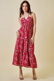 Red Bloom Midi Dress