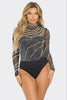 Heartbreaker Rhinestone/Pearl Bodysuit-Black