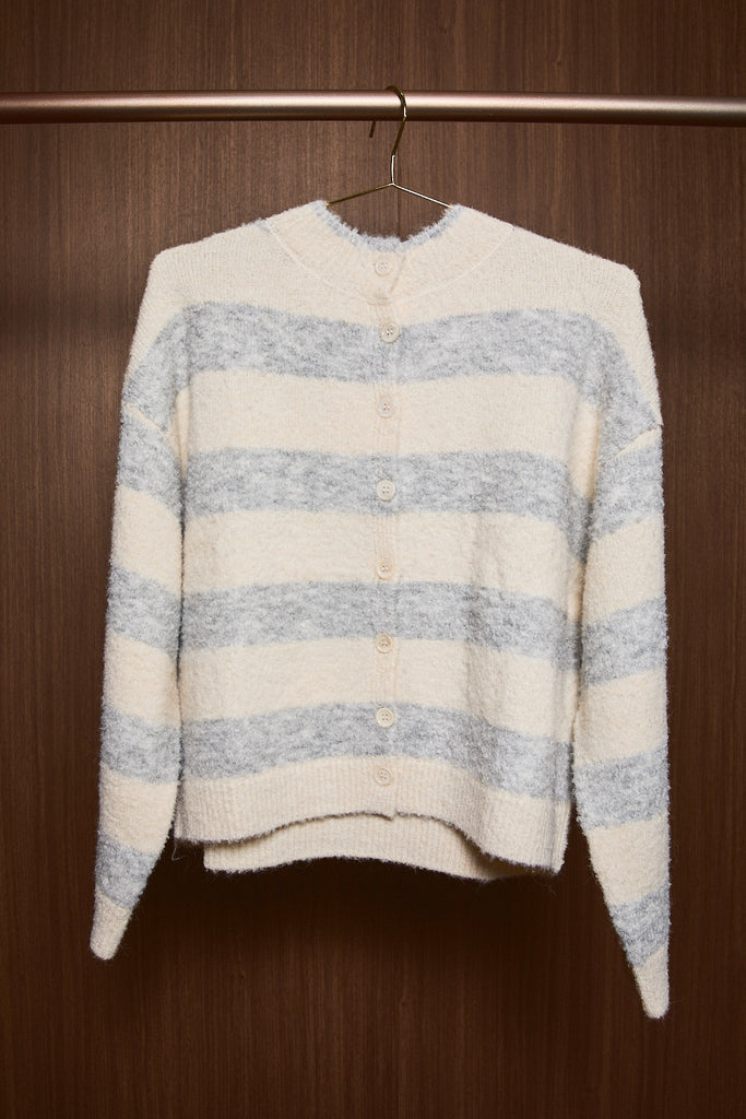 Cozy Charm Fuzzy Striped Cardigan