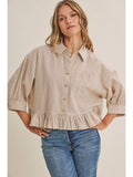 Market Morning Check Ruffle Blouse