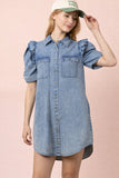 Ruffle Sleeve Denim Dress