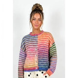 Rainbow Striped Button-Up Cardigan