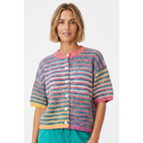 Color Me Cozy Striped Short Sleeve Cardigan