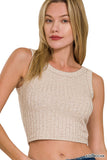 Ribbed Cropped Sleeveless Top
