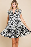 Satin Print Tierd Dress