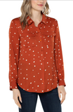 Flap Pocket Button Front Blouse
