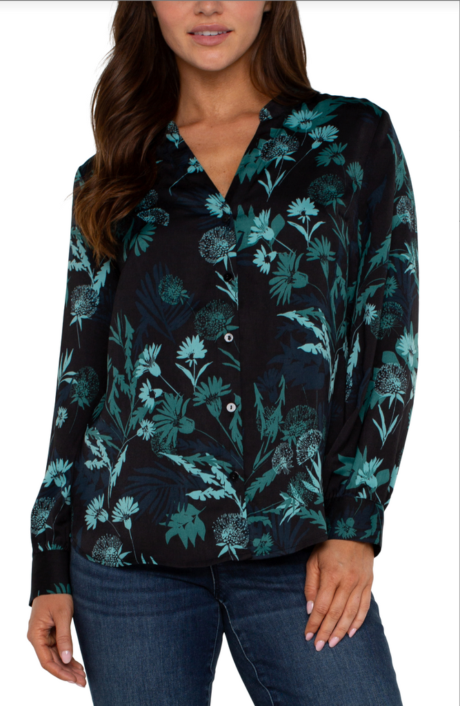 Long Sleeve Button Front Blouse