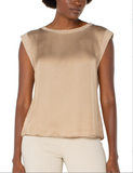 Sleeveless Woven Knit Top - Champagne