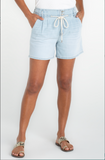 Light Wash Tie-Waist Shorts