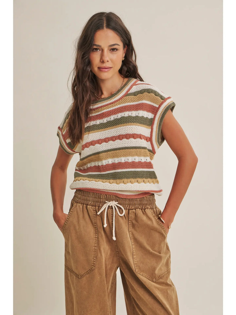 Seasonless Textured Stripe Sweater Vest