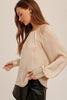 Sequin Cuffed Satin Blouse