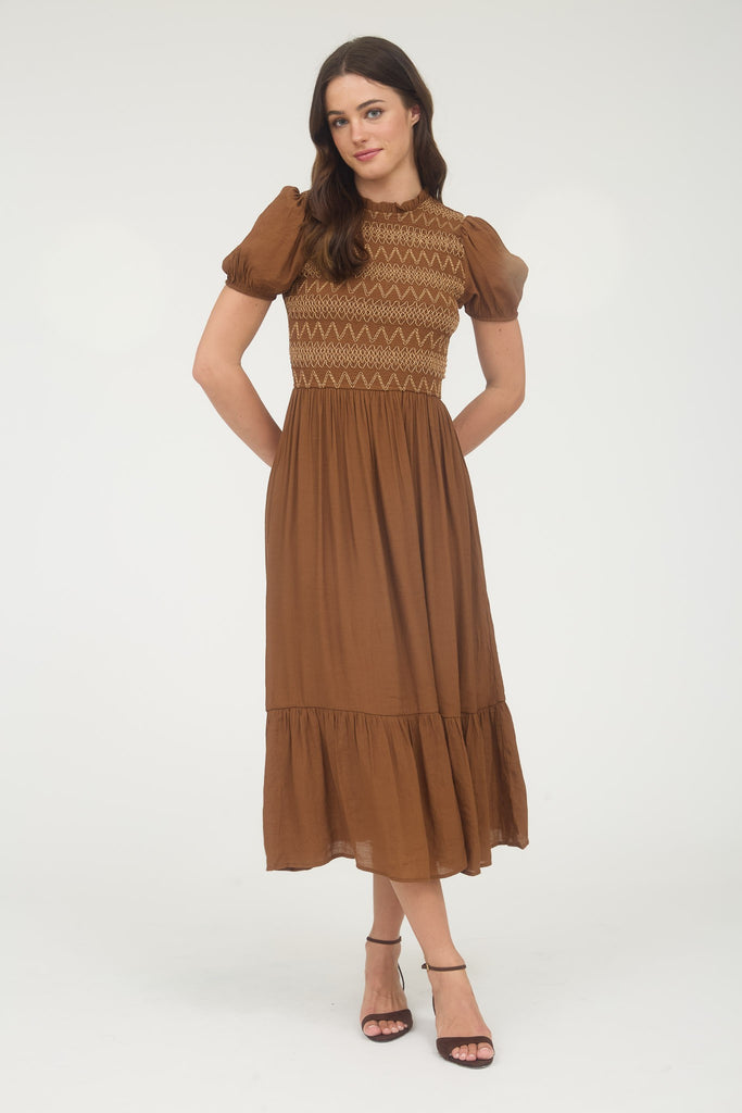 Smocked Bodice Midi Dress