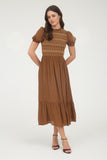 Smocked Bodice Midi Dress