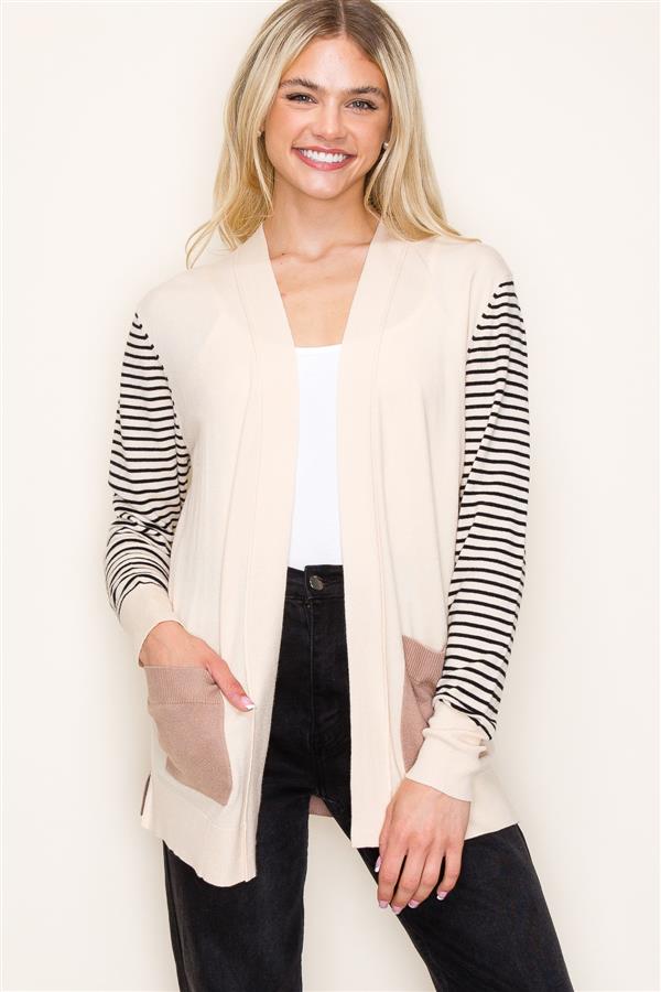 Stripe Sleeve Cardigan