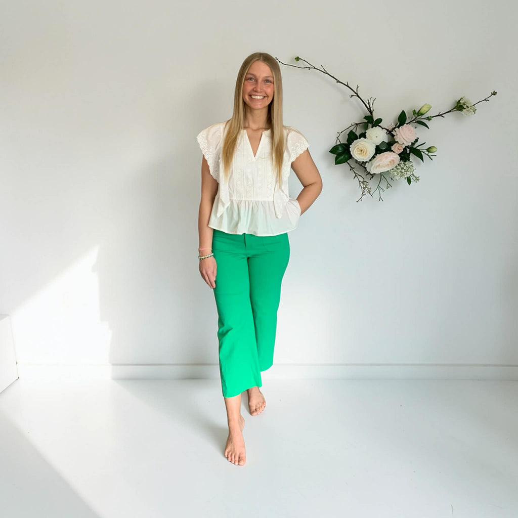 Flutter Eyelet Peplum Top