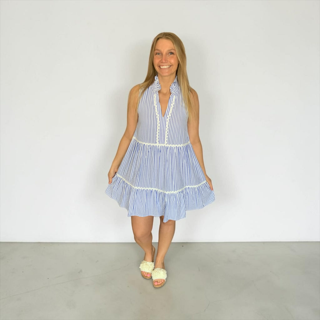 Flirtin’ in Stripes Dress-Blue