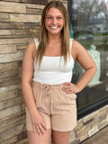 Simply Spring Linen Shorts, Muted Clay