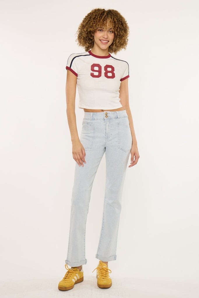 High Rise Railroad Stripe Straight.