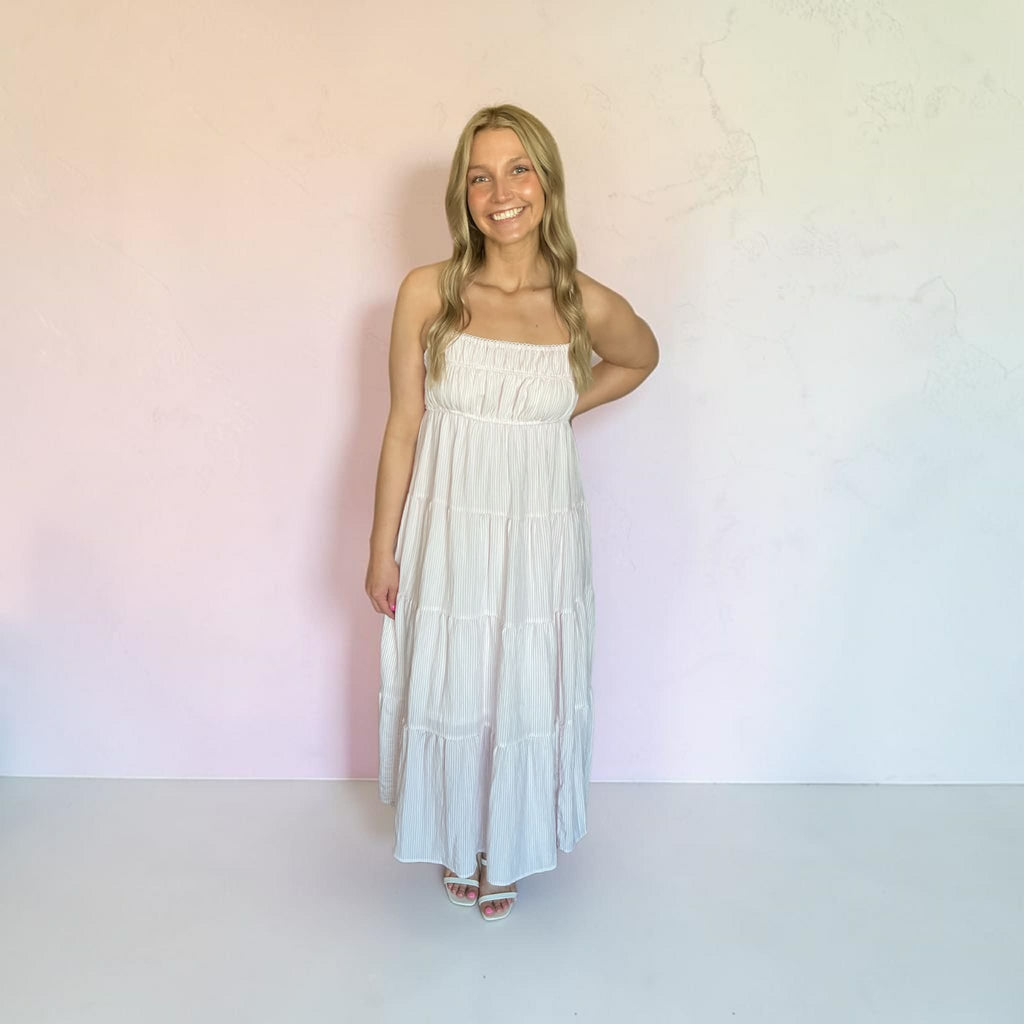 Sweet Breeze Tiered Maxi Dress-Pink
