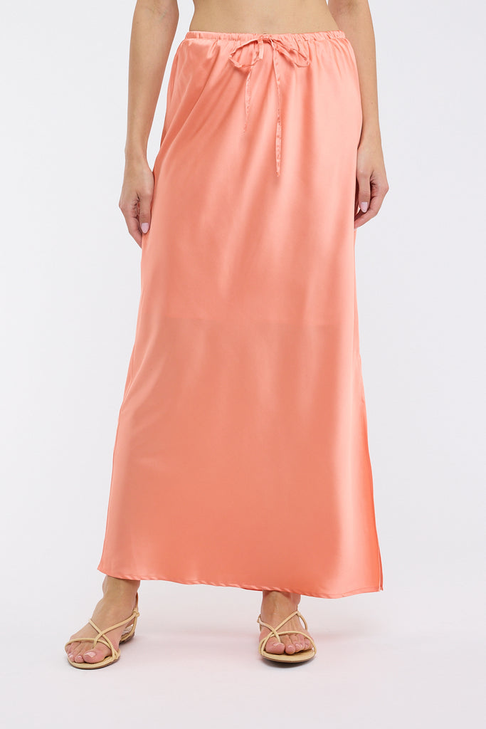 Melon Satin Maxi Skirt
