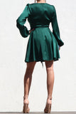 Emerald Satin Skater Dress
