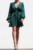 Emerald Satin Skater Dress