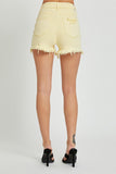 May Flowers Distressed Shorts, Pale Yellow