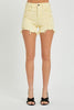 May Flowers Distressed Shorts, Pale Yellow