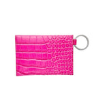 Pink Topaz Croc-Embossed-Mini Envelope Wallet