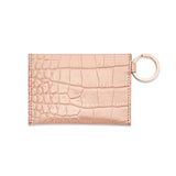 Solid Rose Gold Croc-Embossed-Mini Envelope Wallet