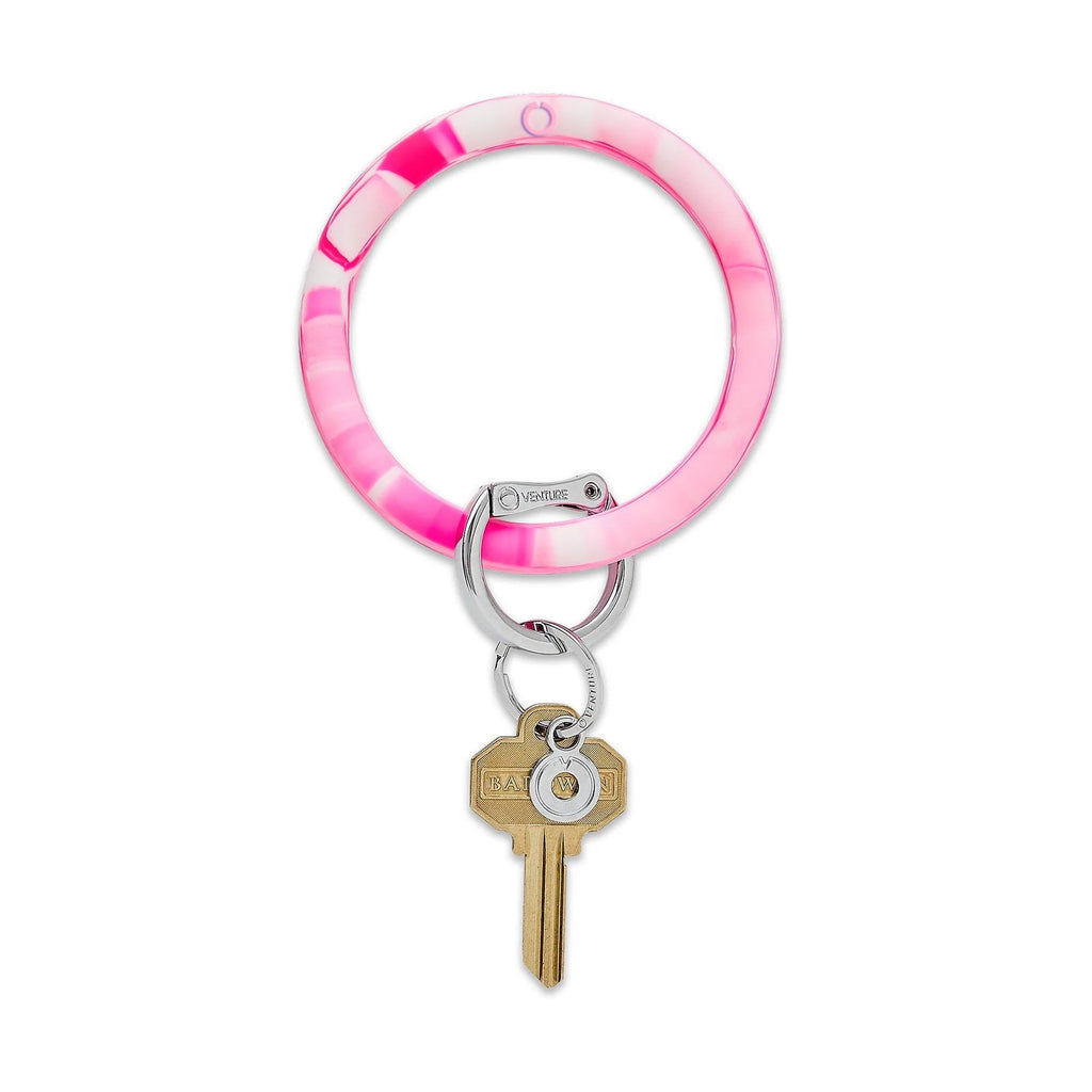 Tickled Pink Marble-Silicone Big O® Key Ring