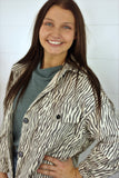 Zebra Print Shacket, Grey & Cream