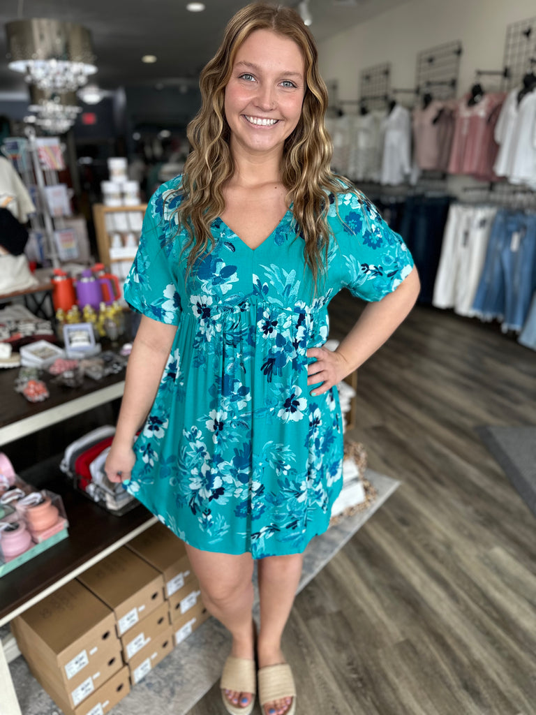 By The Sea Print Dress, Teal